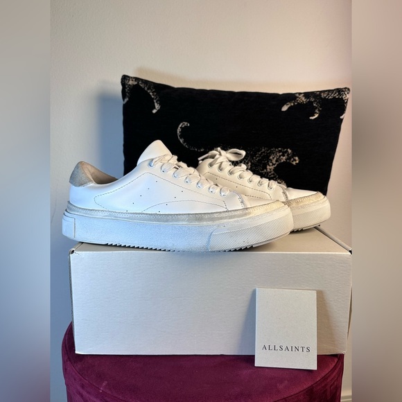 Allsaints Shoes - ALLSAINTS Trish Sneaker in Chalk White leather platform skater shoe EU 39 us 9